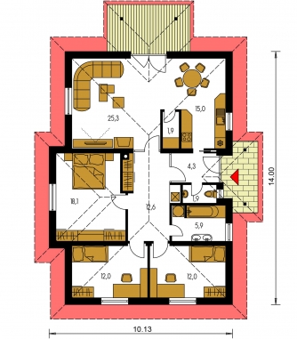Grundriss des Erdgeschosses - BUNGALOW 6